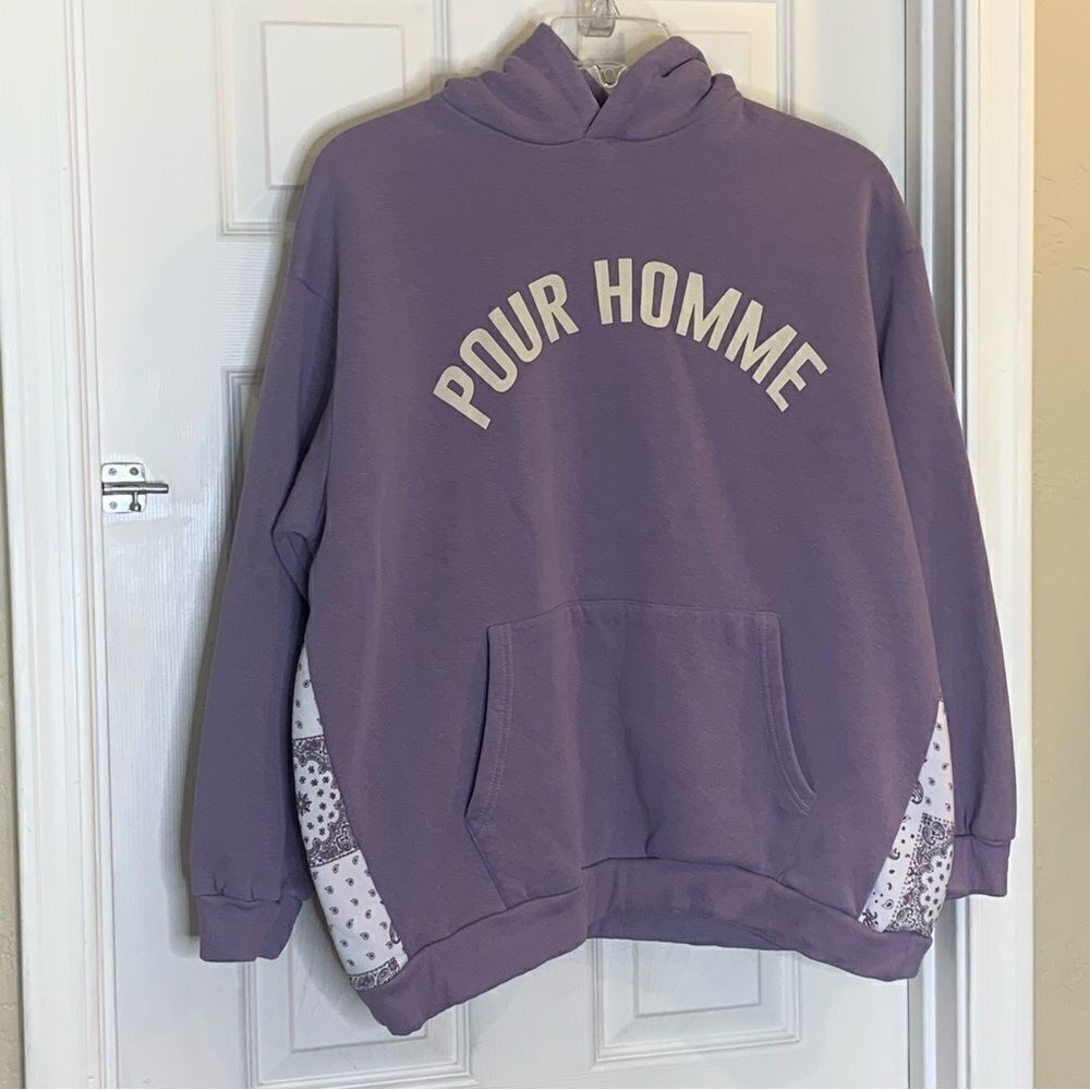 BOOHOO OVERSIZED BANDANA GUSSET CARGO HOODED SWEATSHIRT Size Medium - Picture 4 of 9